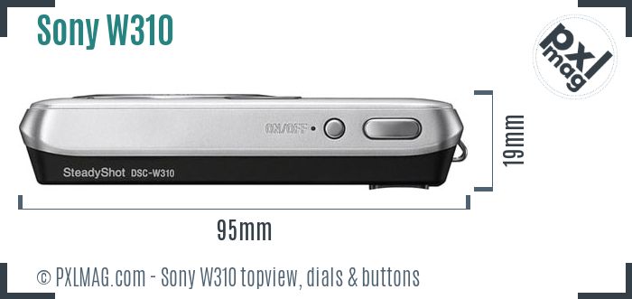Sony Cyber-shot DSC-W310 topview buttons dials