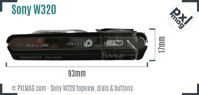Sony Cyber-shot DSC-W320 topview buttons dials