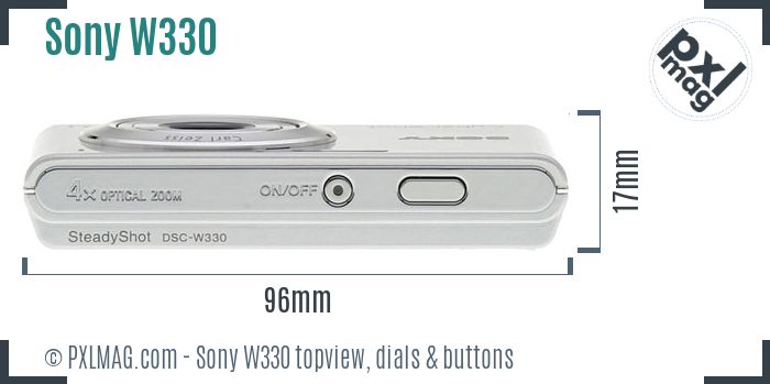 Sony Cyber-shot DSC-W330 topview buttons dials