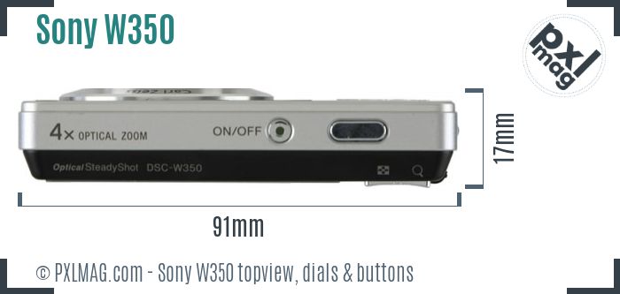 Sony Cyber-shot DSC-W350 topview buttons dials
