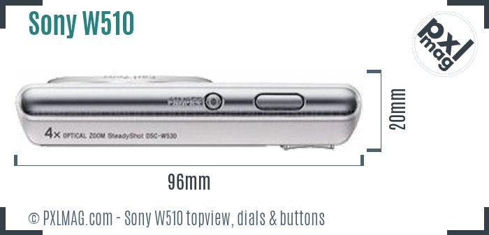 Sony Cyber-shot DSC-W510 topview buttons dials