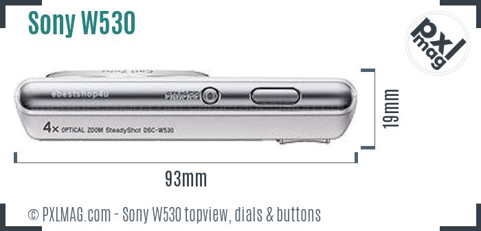 Sony Cyber-shot DSC-W530 topview buttons dials