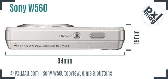 Sony Cyber-shot DSC-W560 topview buttons dials