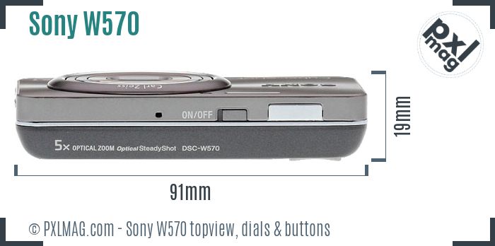Sony Cyber-shot DSC-W570 topview buttons dials