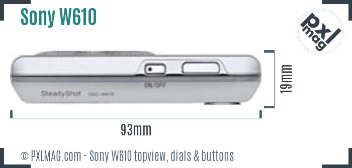 Sony Cyber-shot DSC-W610 topview buttons dials