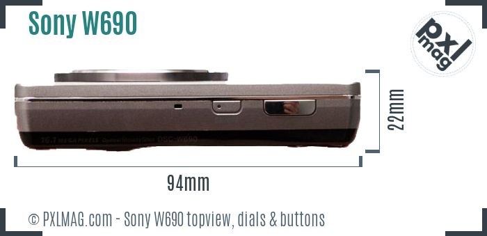 Sony Cyber-shot DSC-W690 topview buttons dials