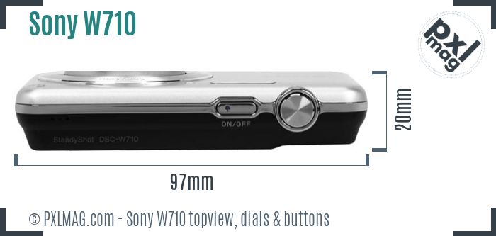 Sony Cyber-shot DSC-W710 topview buttons dials