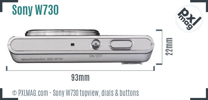 Sony Cyber-shot DSC-W730 topview buttons dials