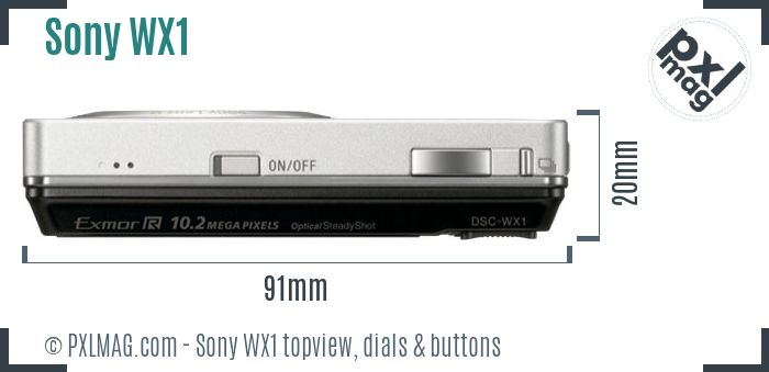 Sony Cyber-shot DSC-WX1 topview buttons dials