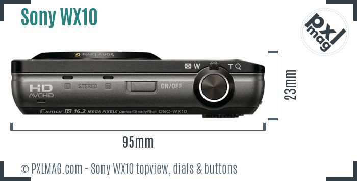 Sony Cyber-shot DSC-WX10 topview buttons dials