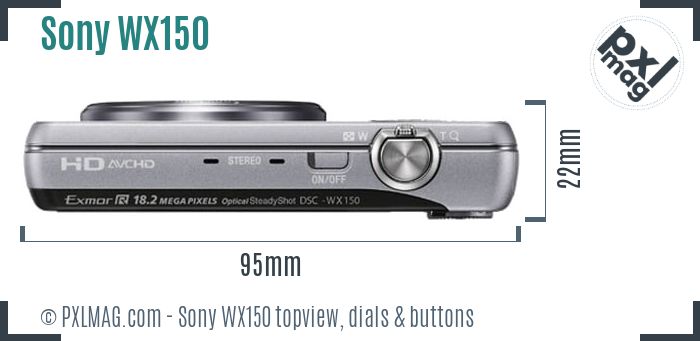 Sony Cyber-shot DSC-WX150 topview buttons dials