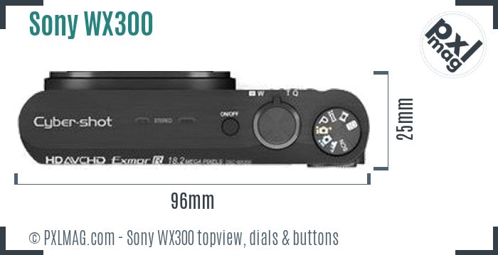 Sony Cyber-shot DSC-WX300 topview buttons dials
