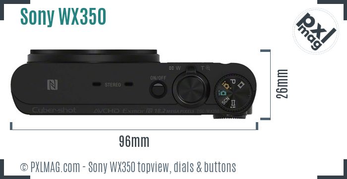 Sony Cyber-shot DSC-WX350 topview buttons dials
