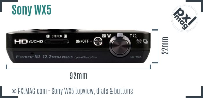 Sony Cyber-shot DSC-WX5 topview buttons dials