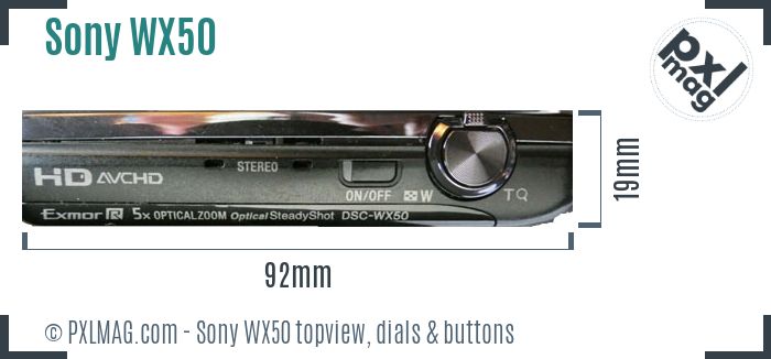 Sony Cyber-shot DSC-WX50 topview buttons dials