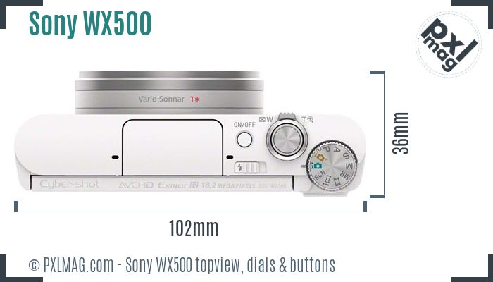 Sony Cyber-shot DSC-WX500 topview buttons dials