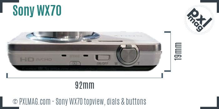 Sony Cyber-shot DSC-WX70 topview buttons dials