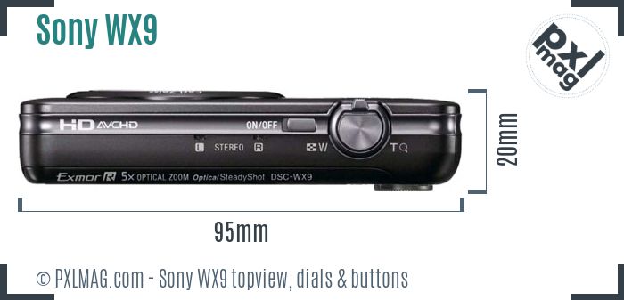 Sony Cyber-shot DSC-WX9 topview buttons dials
