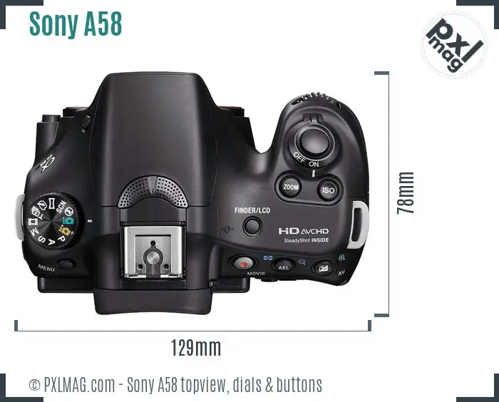 Sony SLT-A58 topview buttons dials